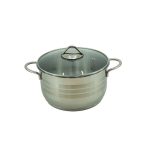 قابلمه استیل سایز 24 با درب پیرکس و کفه چدن مدل 40200