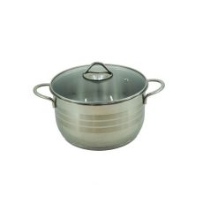 قابلمه استیل سایز 24 با درب پیرکس و کفه چدن مدل 40200