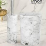 ست سطل و فرچه طرح ماربل برند لیمون سفید