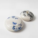 شکلات خوری سرامیکی درب دار طرح گل و پروانه