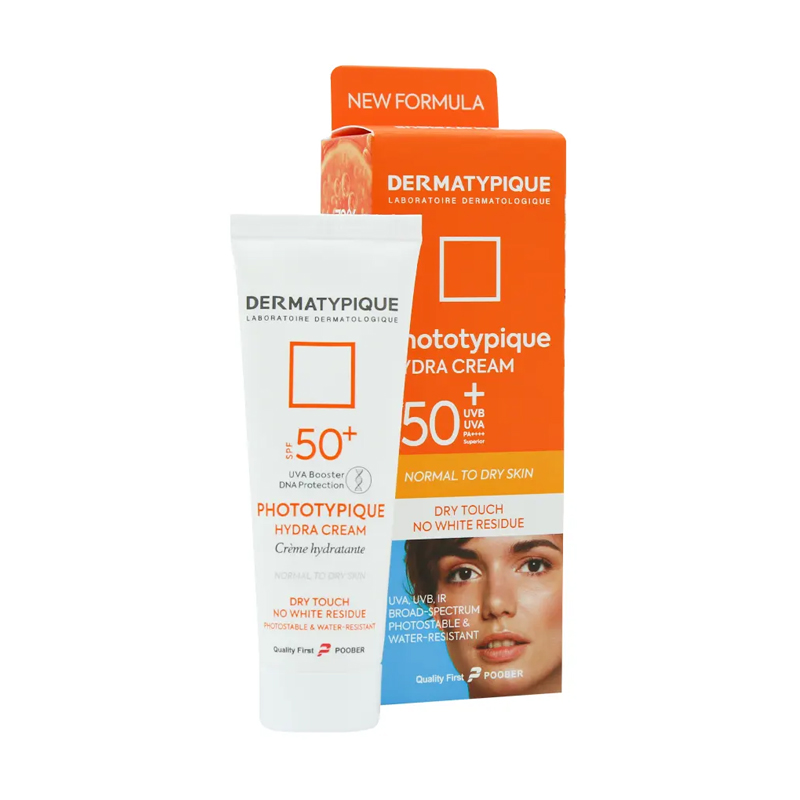 ضد آفتاب بی رنگ هیدرا مناسب پوست خشک +SPF50 درماتیپیک
