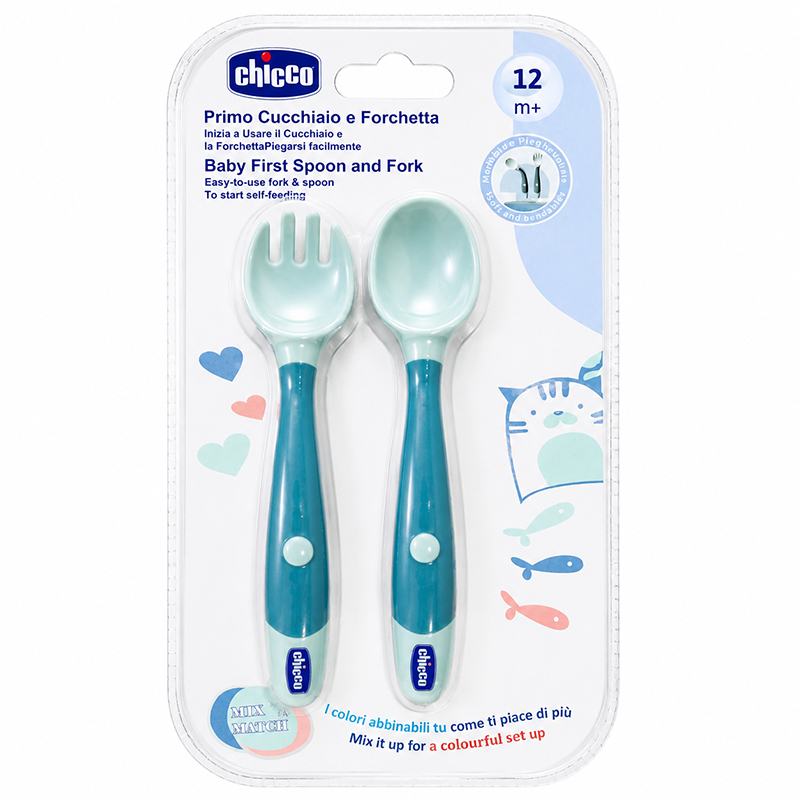 قاشق و چنگال آموزشی نوزاد چیکو مدل Baby First Spoon & Fork مناسب ۱۲ ماه به بالا