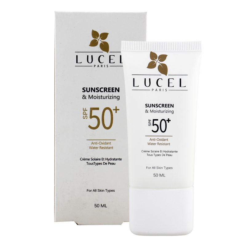 کرم ضد آفتاب و مرطوب کننده بی رنگ لوسل SPF 50+ مناسب انواع پوست